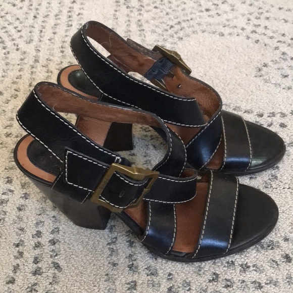 Frye Black Heeled Sandals with Buckle - Picture 4 of 9